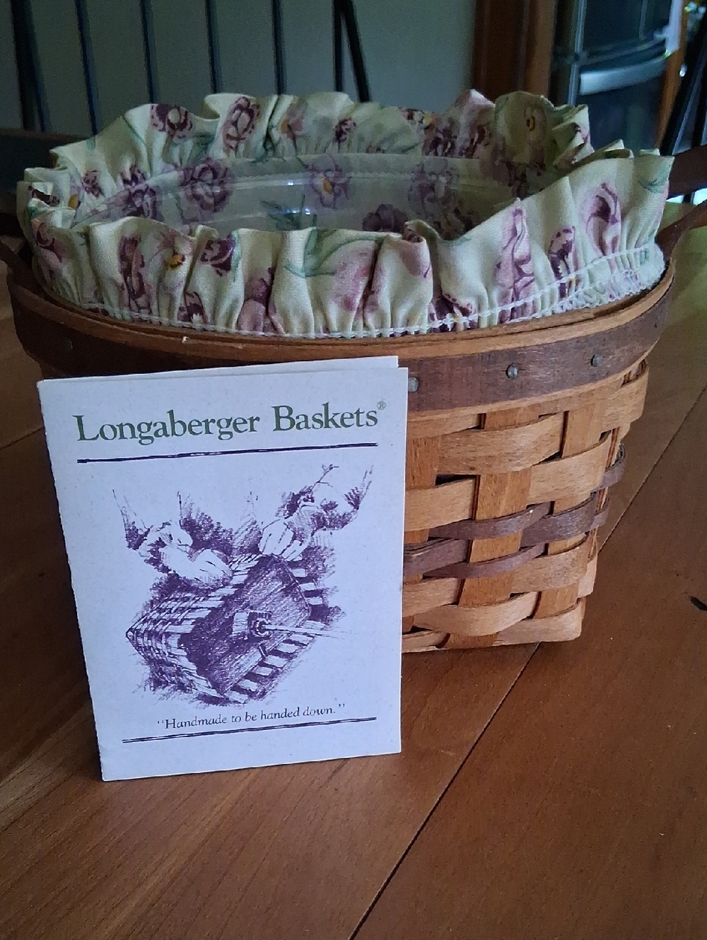 1992 Longaberger May Series Pansy Basket with Purple Floral Liner